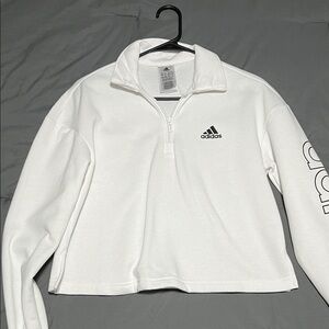 Adidas White Quarter-Zip Pullover